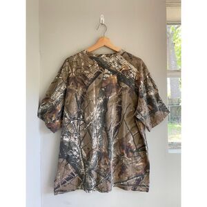 Outfitters Ridge Men's L Camo T-Shirt Brown Realtree Hardwoods Pocket Hunting